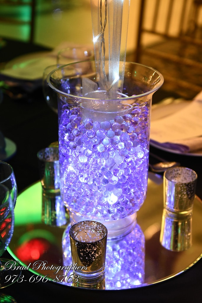 LED Aqua Gems Centerpiece Base with Mirror and Votive Candles