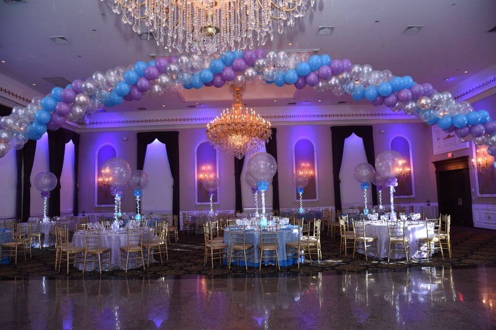 LED Sparkle Balloons and Aqua Gem Centerpieces at Florentine Gardens