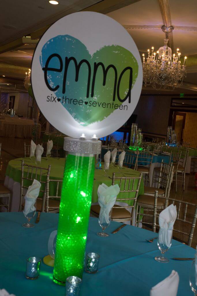 LED Aqua Gem Centerpiece with Custom Logo