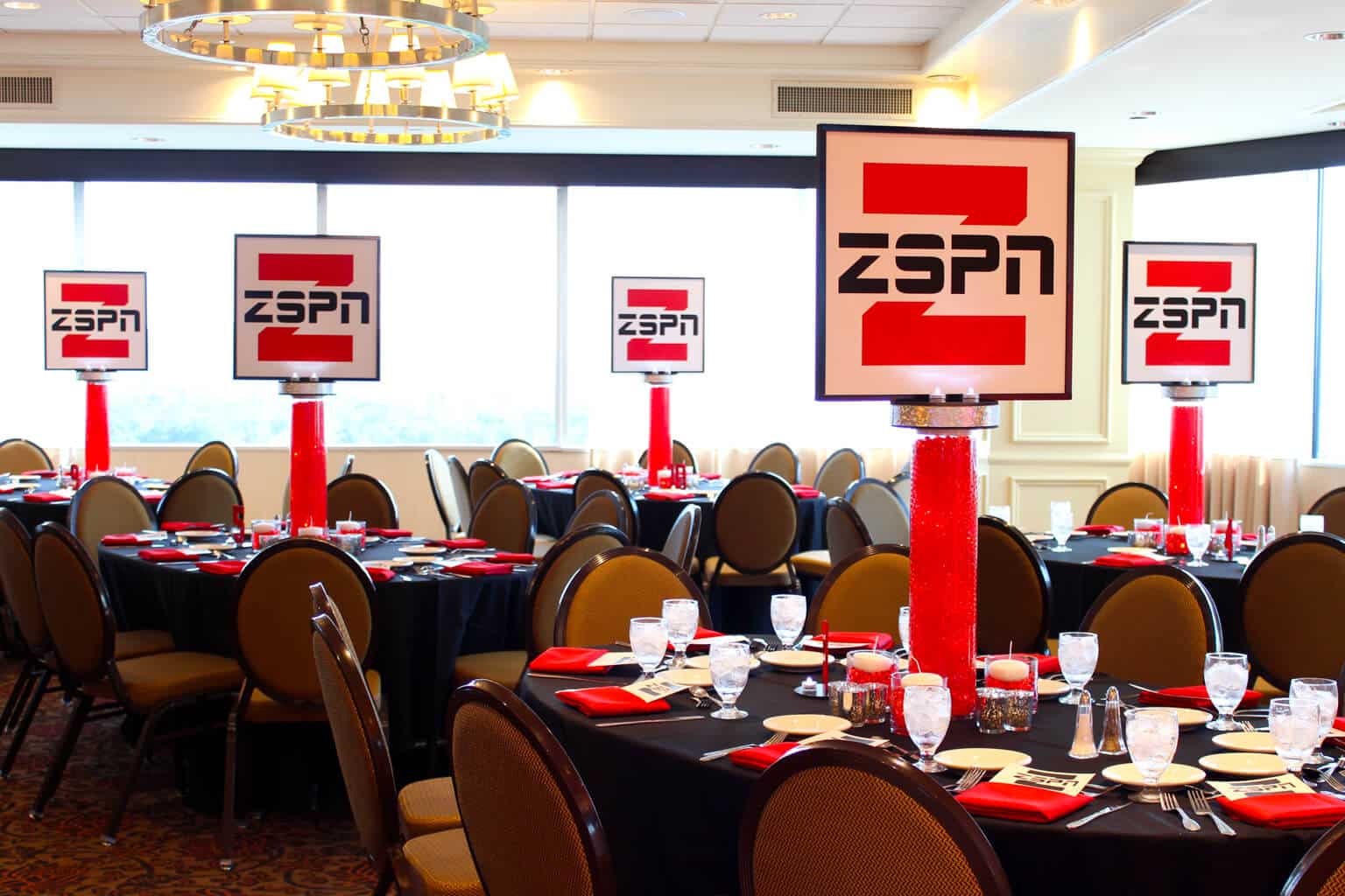 Vases with Gems, LED Lights and ESPN Logo Blowup Centerpiece