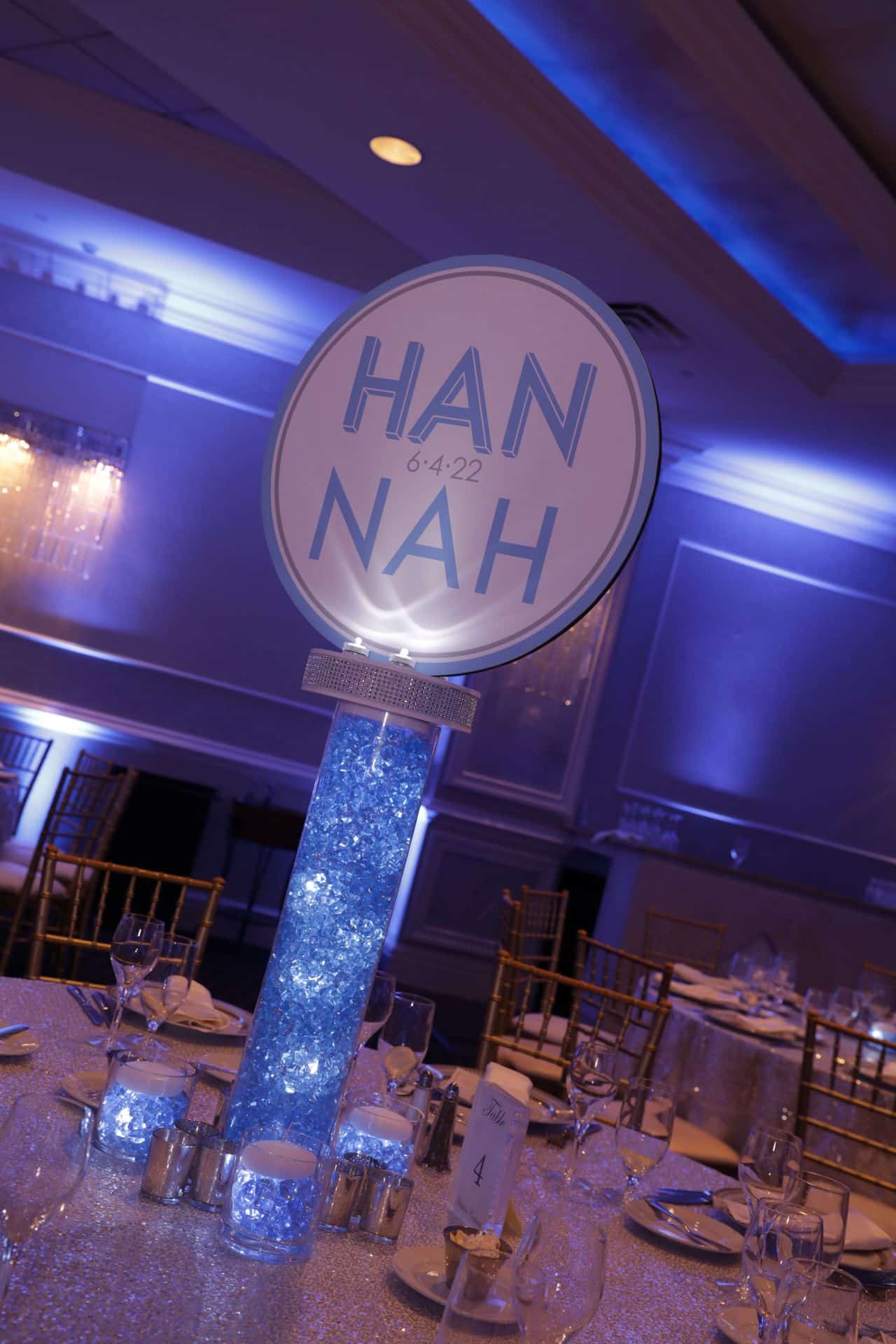 LED Bat Mitzvah Centerpiece with Custom Logo
