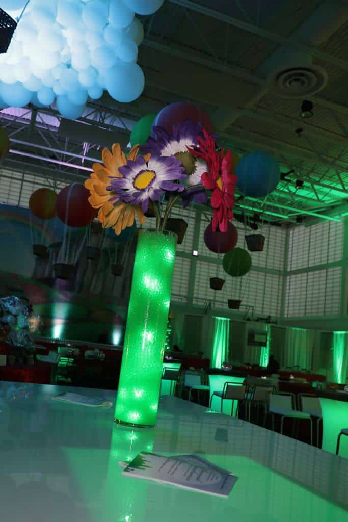 Giant Paper Flower Centerpiece on Cylinder with Gems and Lights