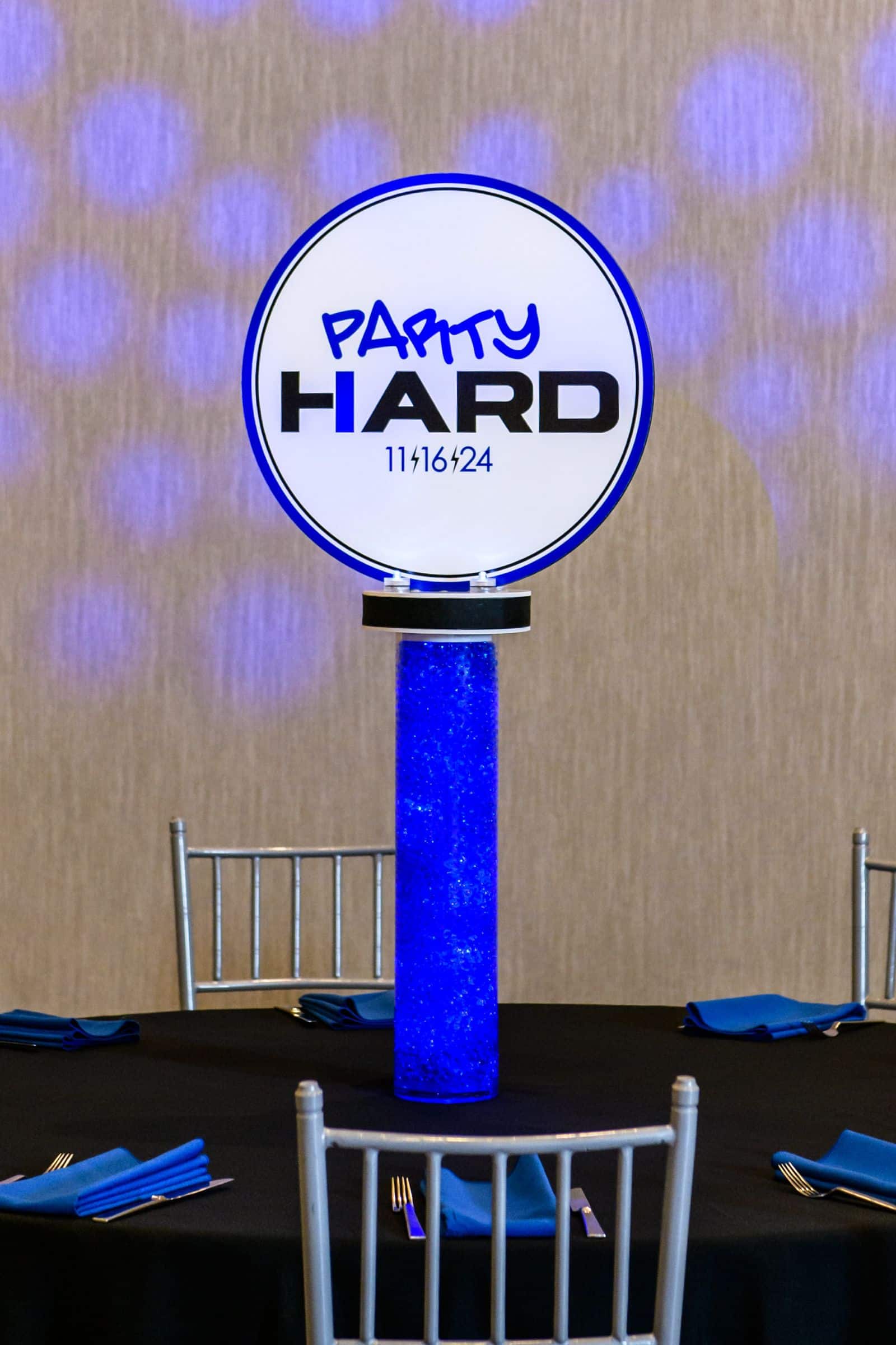 LED Logo Topper with Blue Gems for a Bar Mitzvah