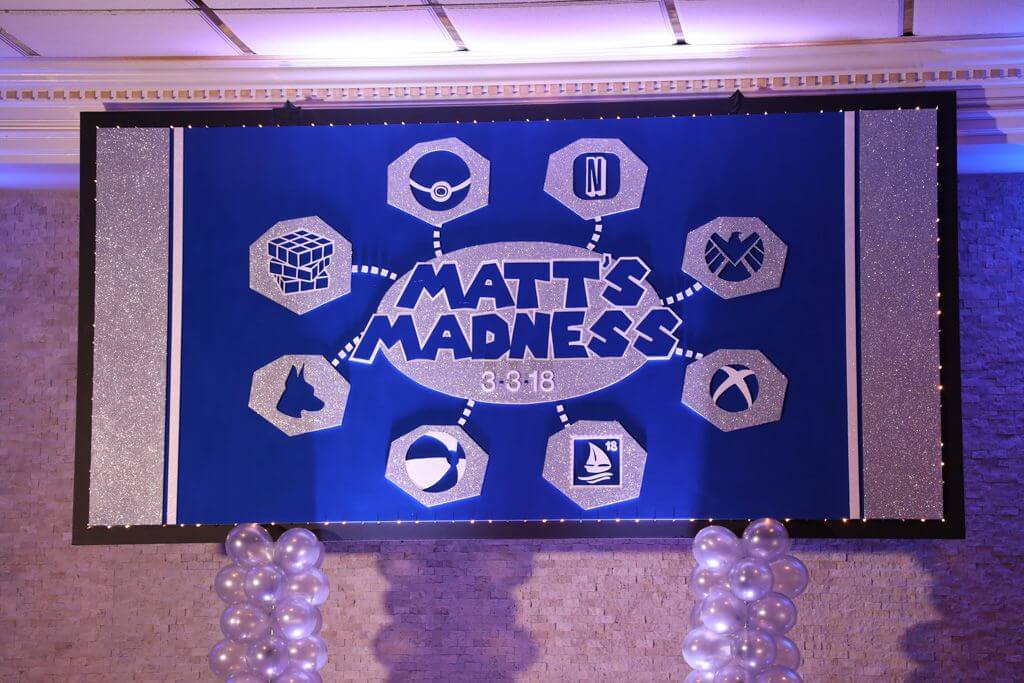 Everything Boy Themed Backdrop with Custom Logo and Lights
