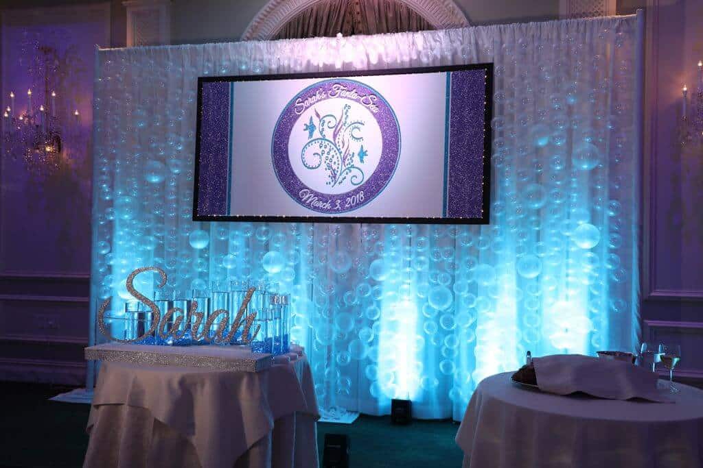 Underwater Themed Backdrop with Custom Logo and Bubble Balloon Wall Display