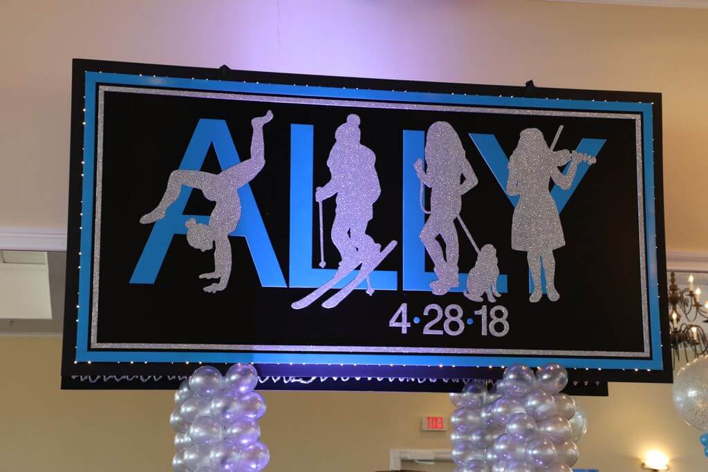 Everything Girl Themed Backdrop with Custom Logo and Lights