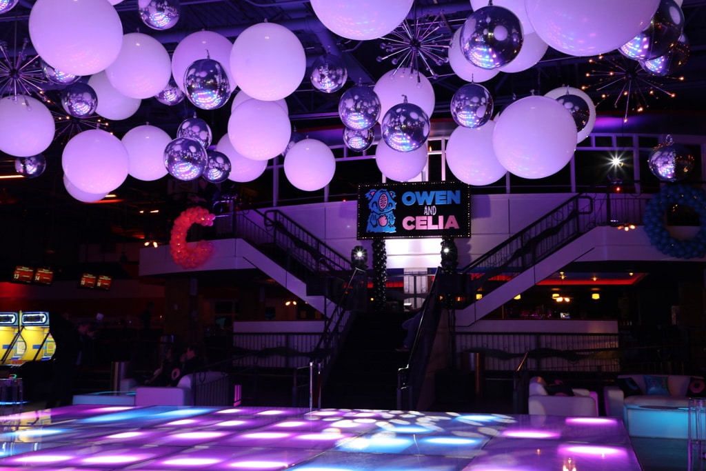 B'nai Mitzvah Backdrop with Custom Logo at Bowlmor, NYC