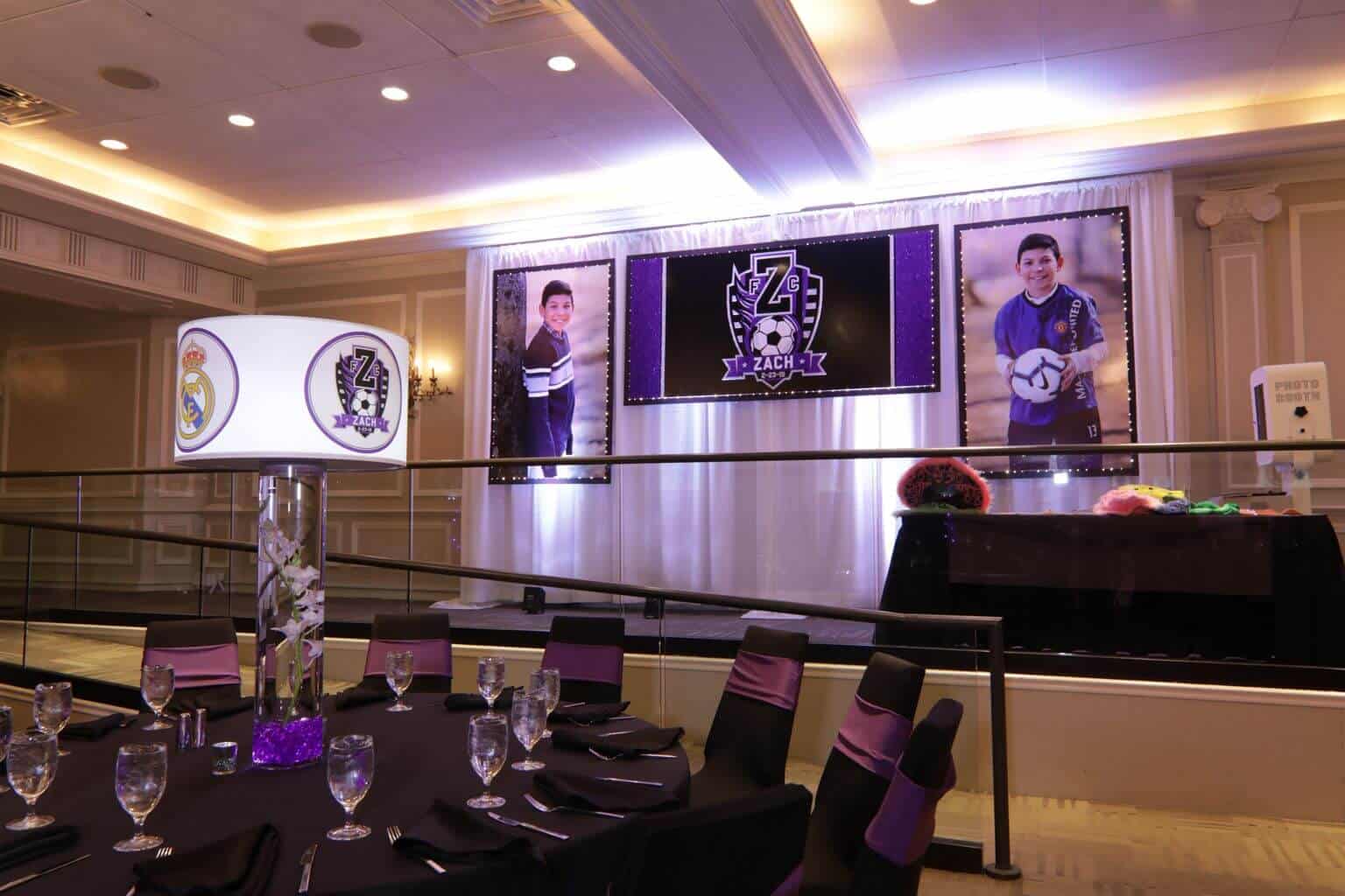 Soccer Themed Backdrop with Custom Logo and Blowup Photos