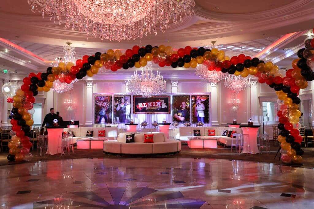 Broadway Themed Bar Mitzvah Backdrop with Custom Logo and Blowup Photos at The Rockleigh, NJ