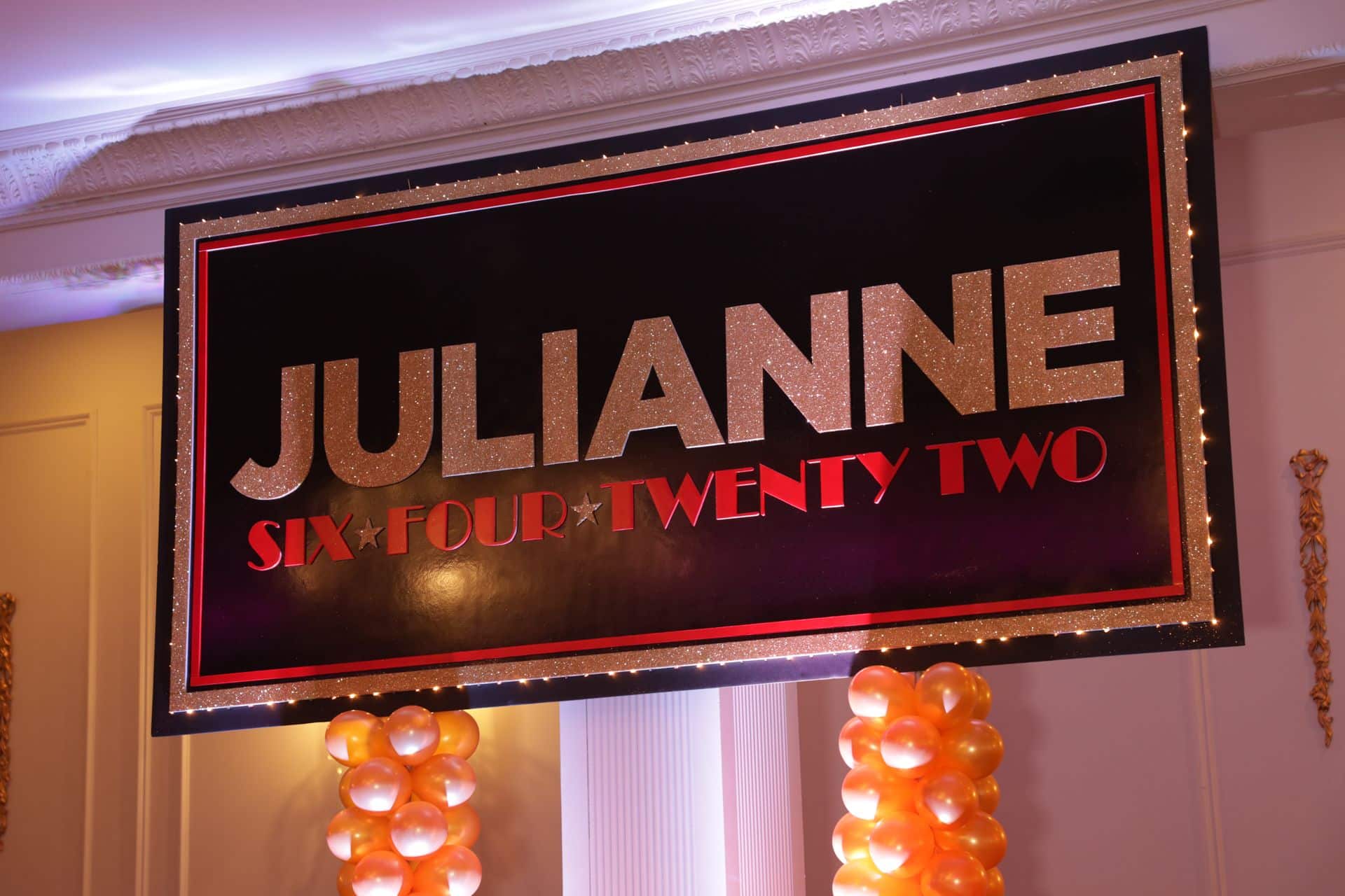 Glittered Name Sign for Movie Themed Bat Mitzvah