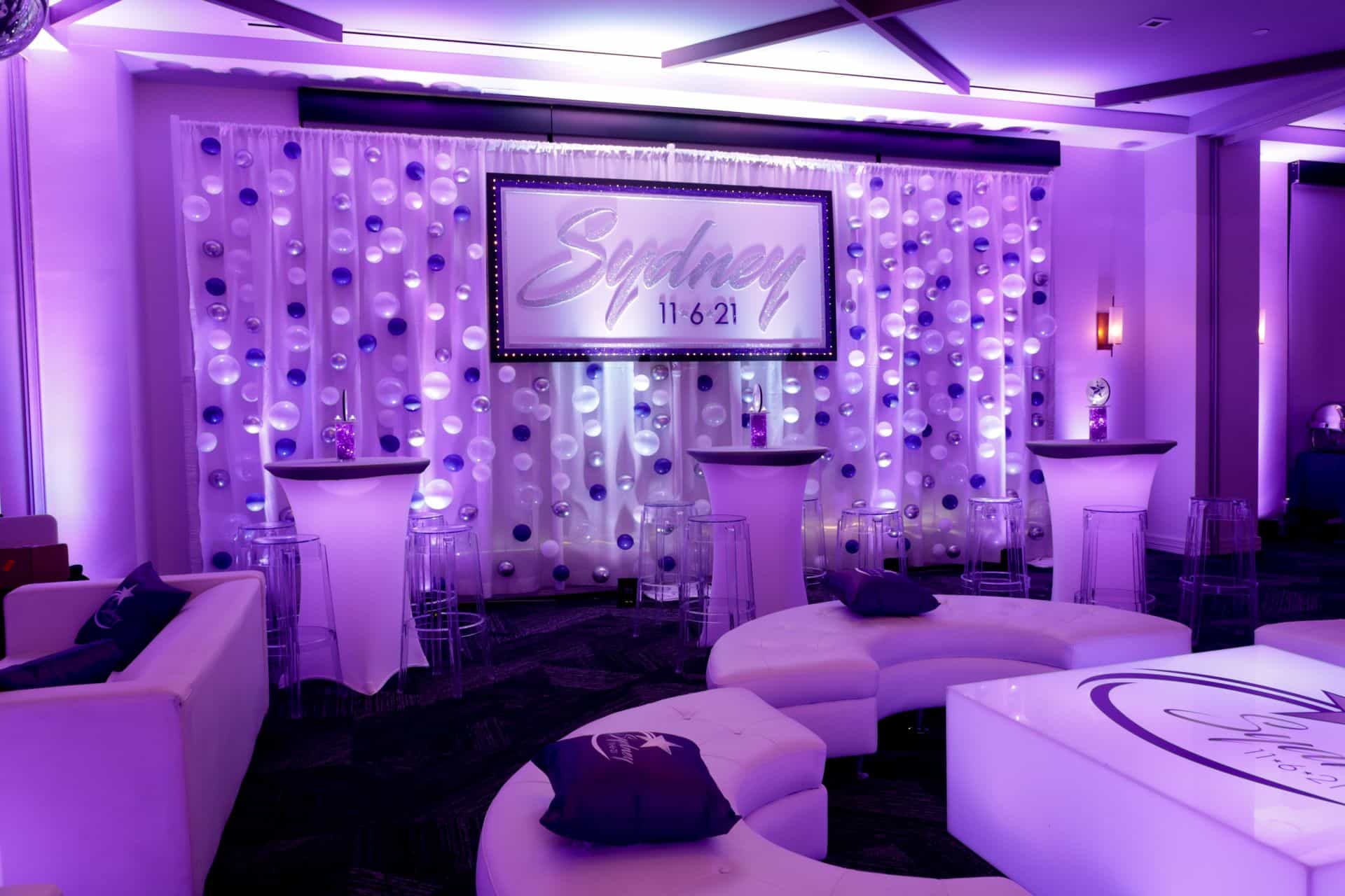 Custom Backdrop on Balloon Bubble Wall with Logo for Bat Mitzvah Decor