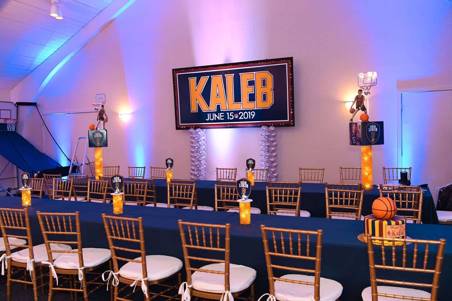 Cleveland Caveliers Themed Bar Mitzvah Backdrop with Name and Date