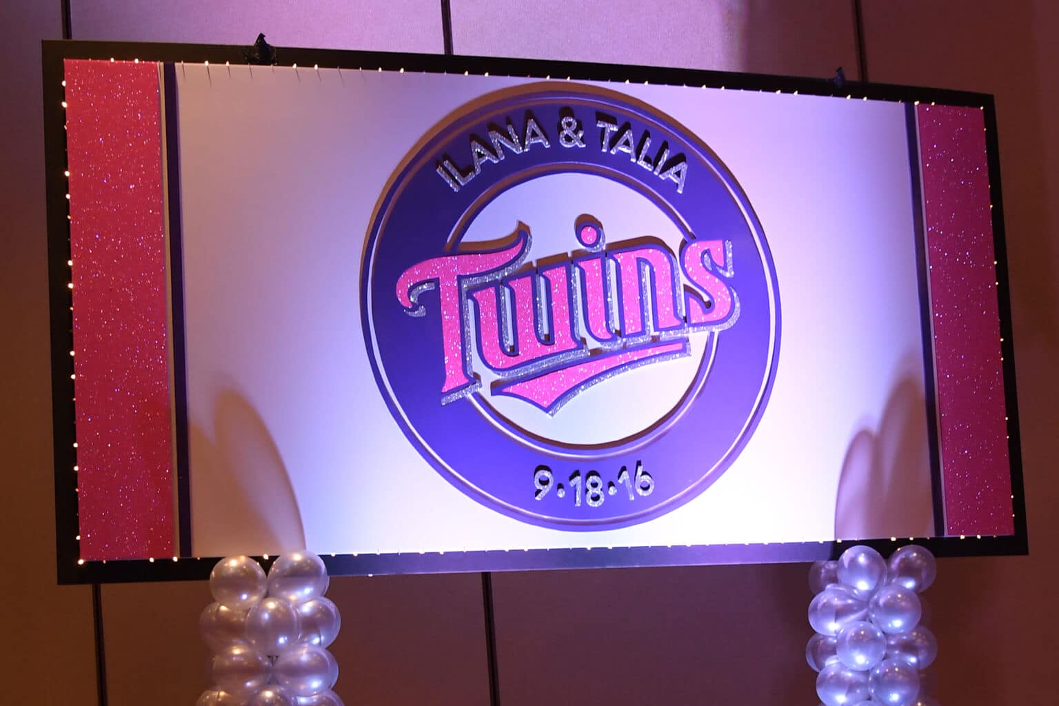 Twins Themed Bat Mitzvah with Custom Logo Backdrop