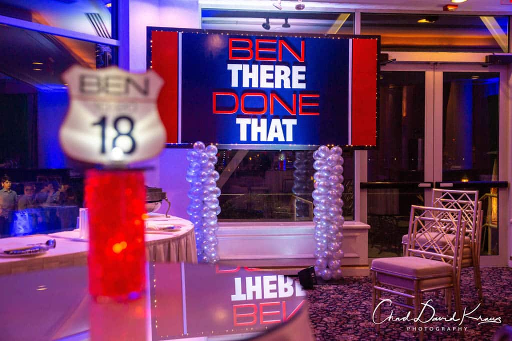 Custom Backdrop for Travel Themed Bar Mitzvah