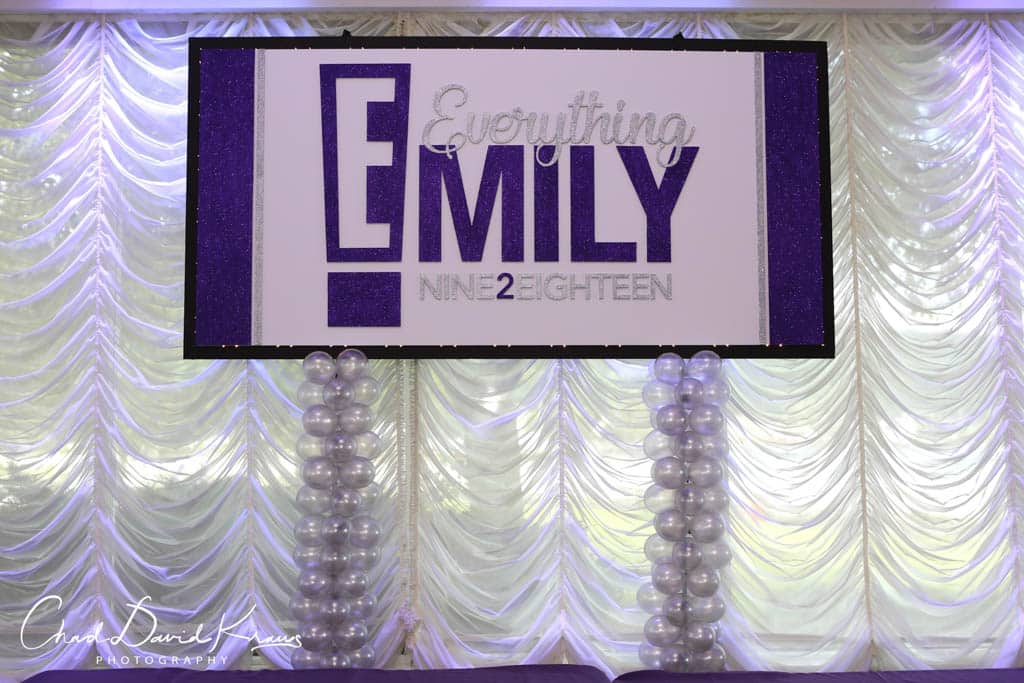 Bat Mitzvah Backdrop with Custom Glittered Logo