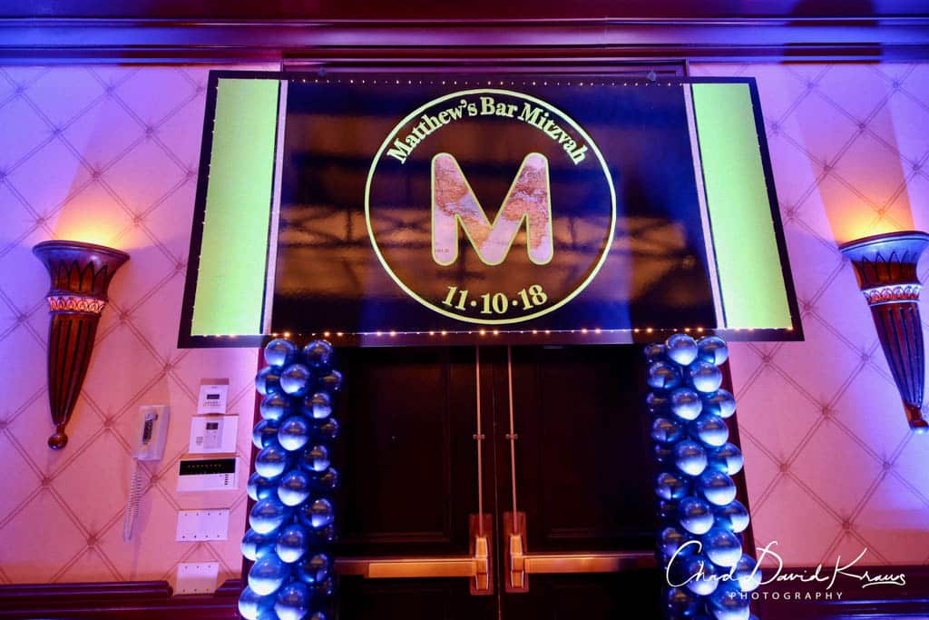 Travel Themed Backdrop with Custom Logo