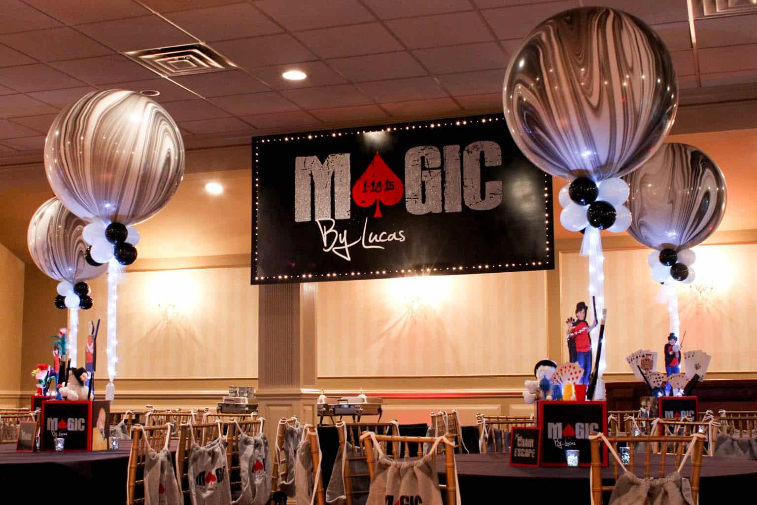 Magic Themed Bar Mitzvah Backdrop with Custom Logo