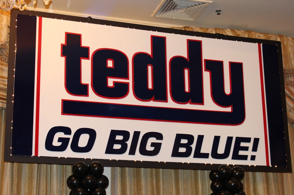 Giants Themed Backdrop with Custom Logo