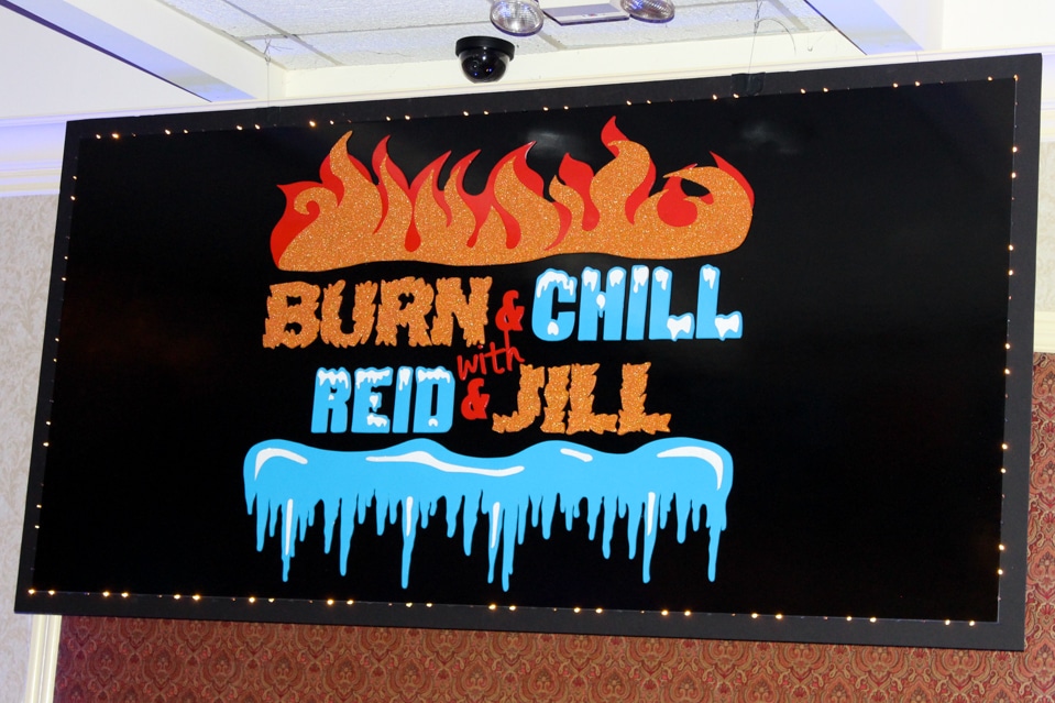 Fire and Ice Themed Bnai Mitzvah Backdrop with Lights