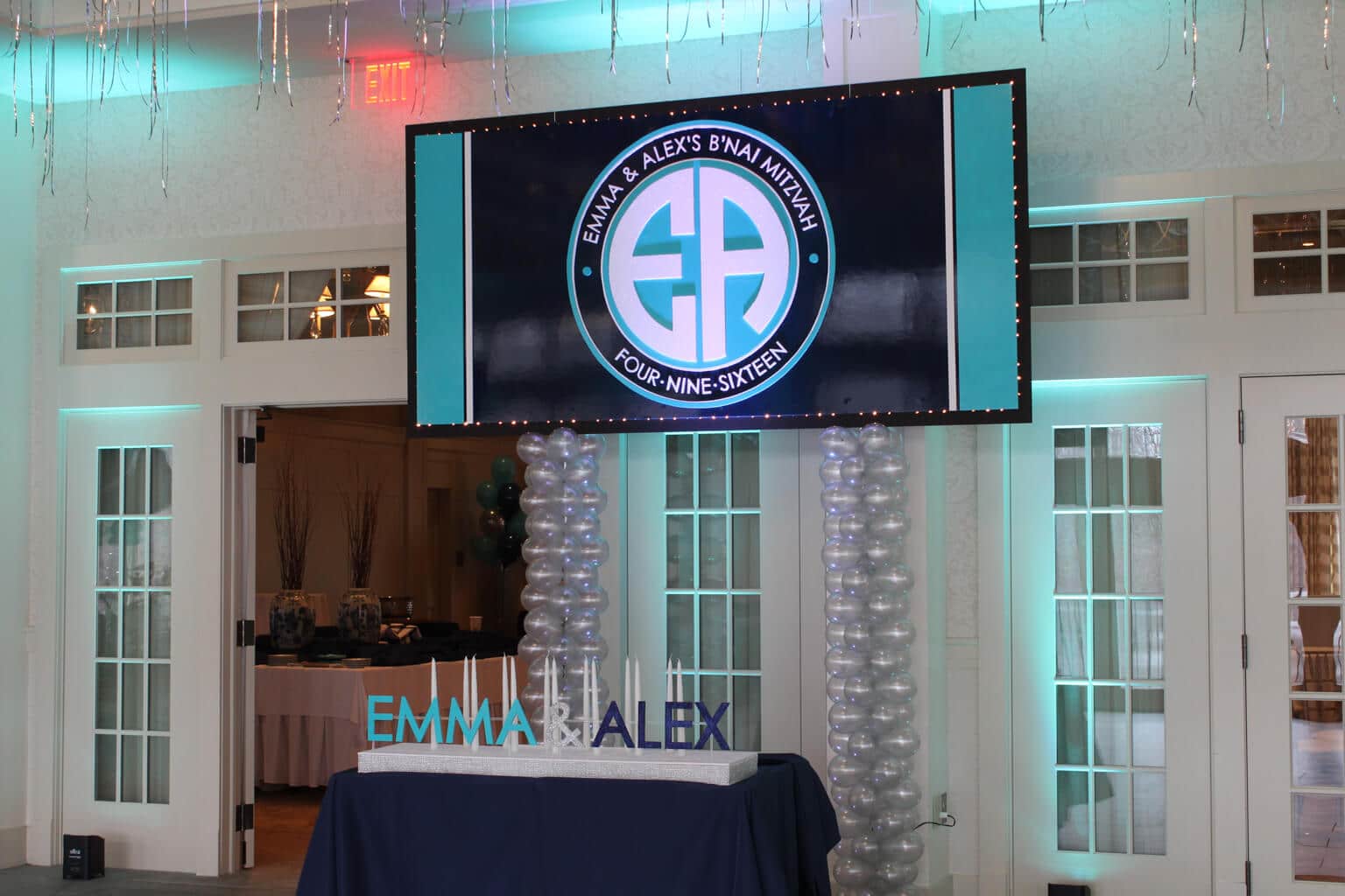 B'nai Mitzvah Backdrop with Custom Logo and Lights