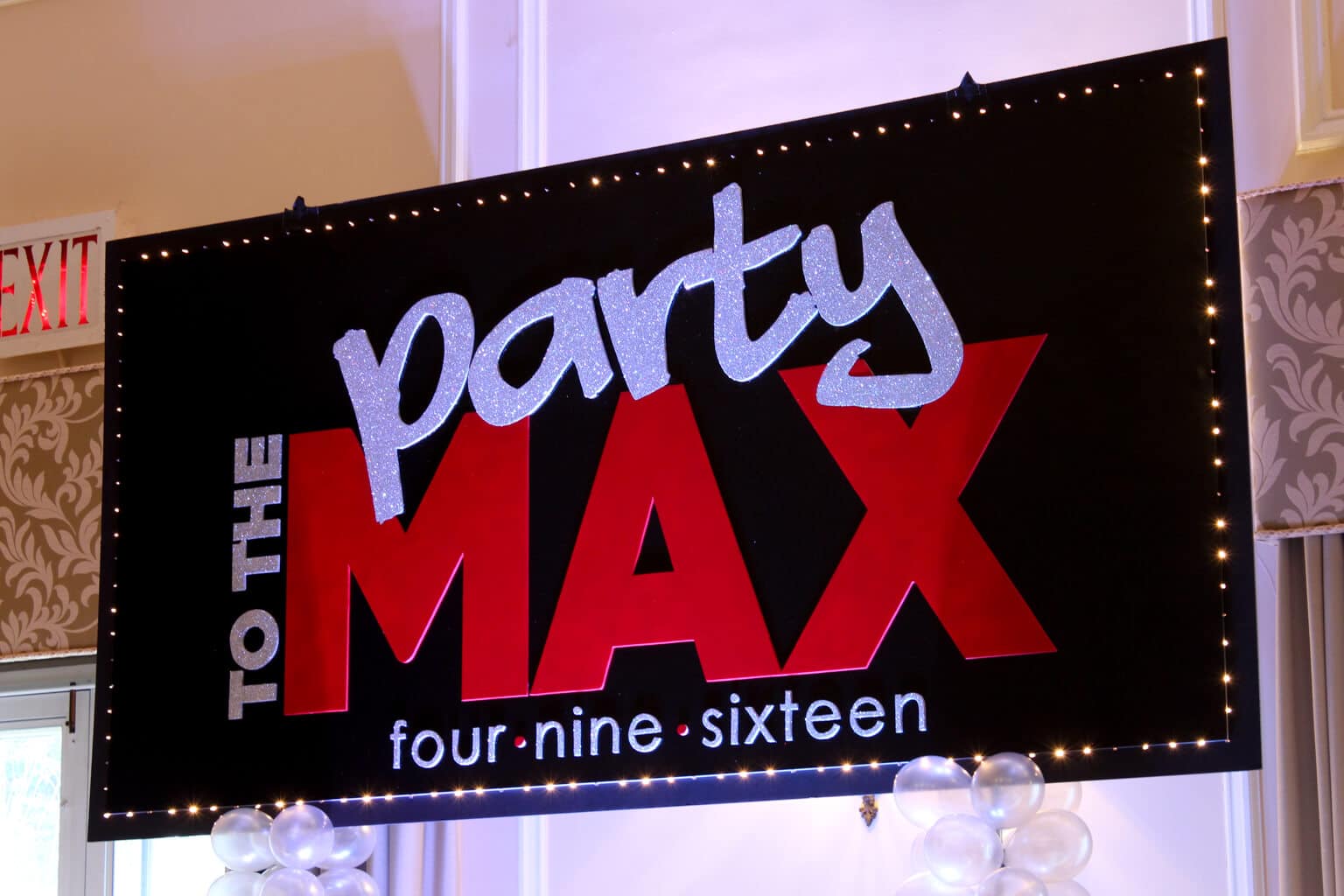 Custom Bar Mitzvah Backdrop with Logo and Lights