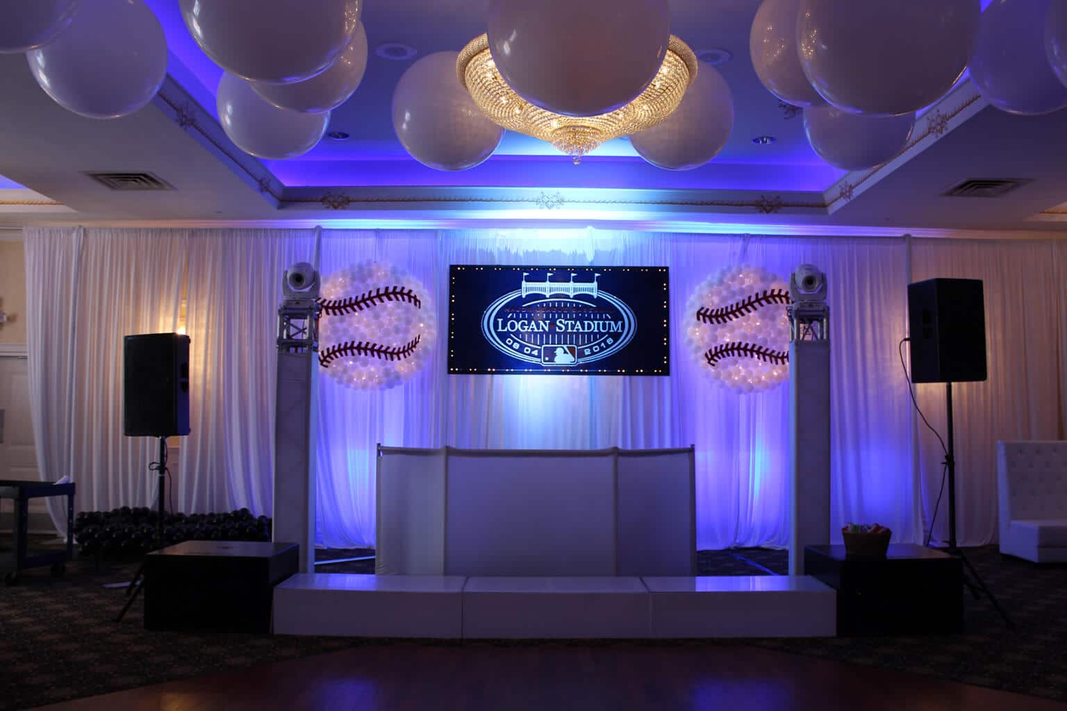 Baseball Stadium Themed Backdrop with Custom Logo
