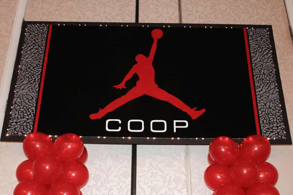 Bar Mitzvah Backdrop with Custom Logo, Elephant Print and Lights