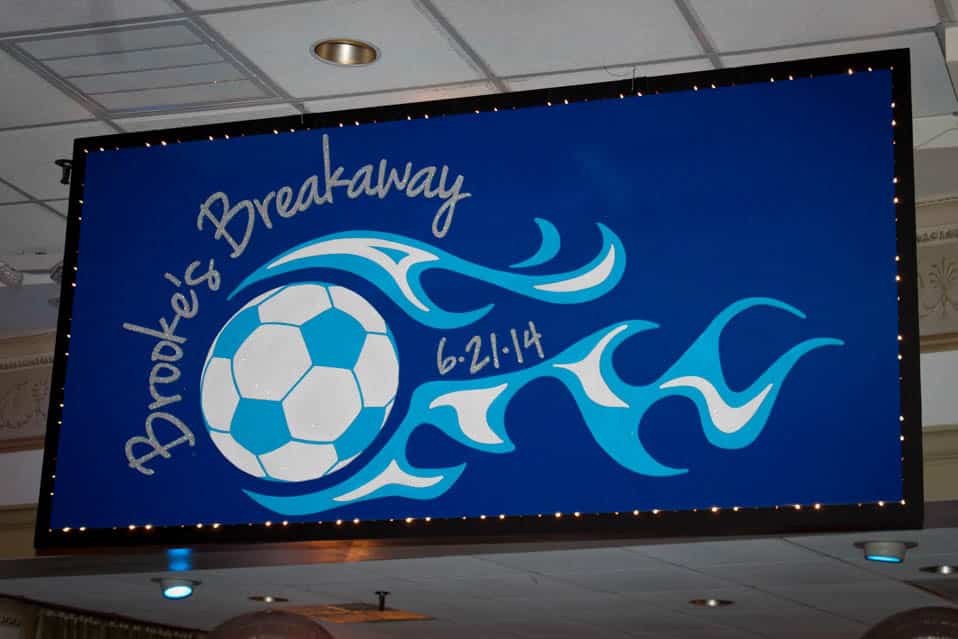 Custom Logo Backdrop for Soccer Themed Bat Mitzvah
