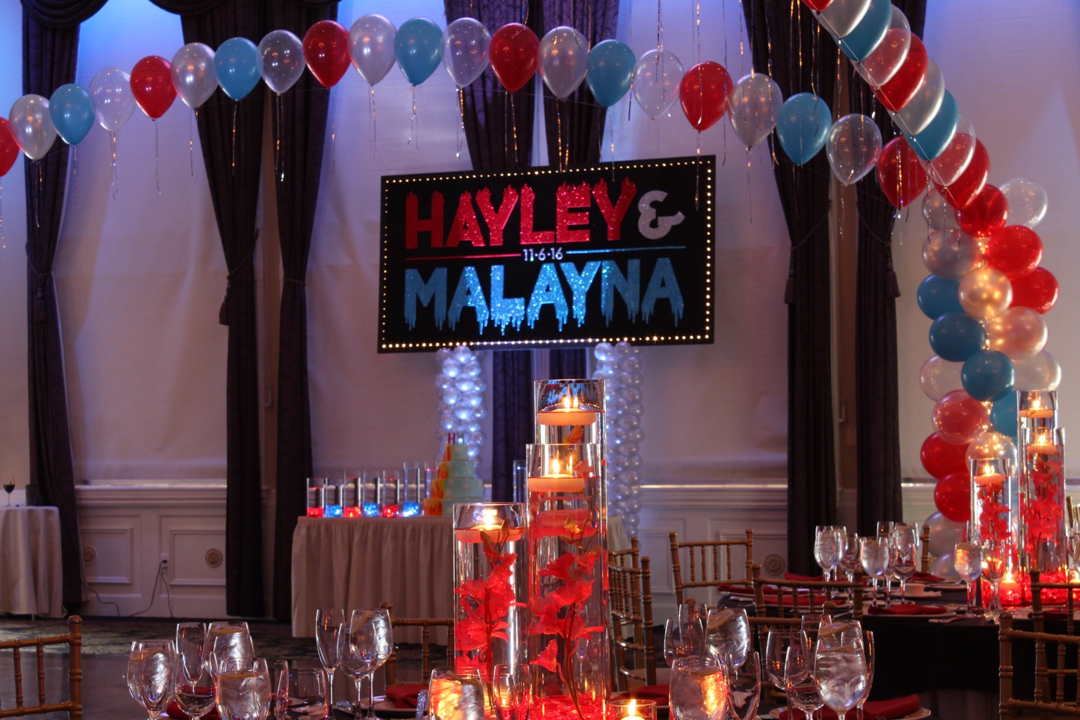 Fire and Ice Themed Bnot Mitzvah with Custom Logo Backdrop and Lights