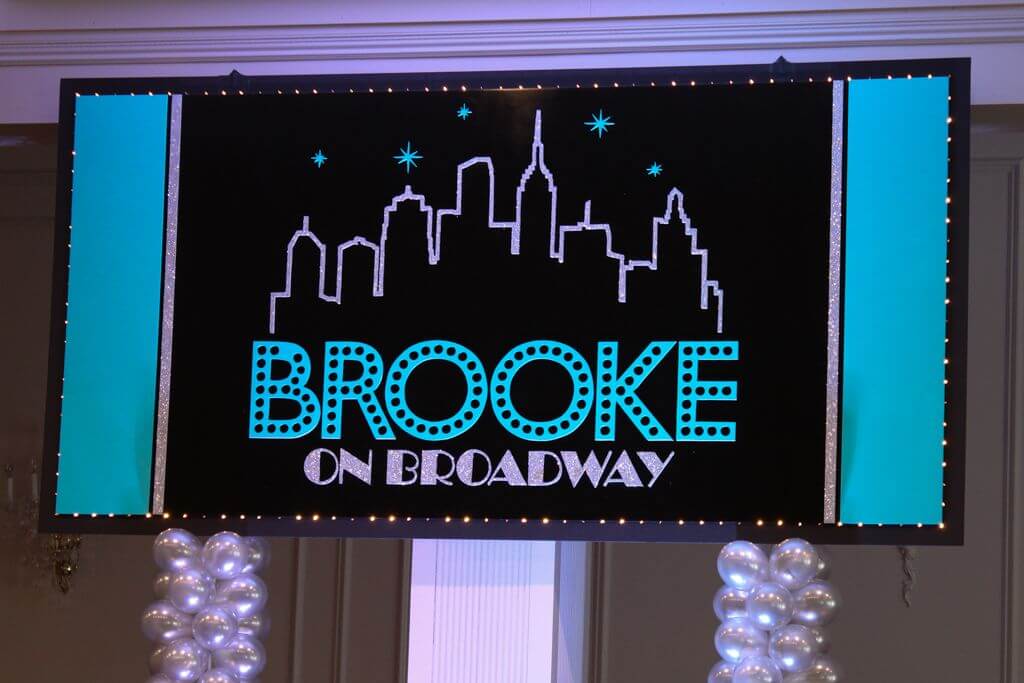 Broadway Themed Bat Mitzvah Backdrop with Custom Logo