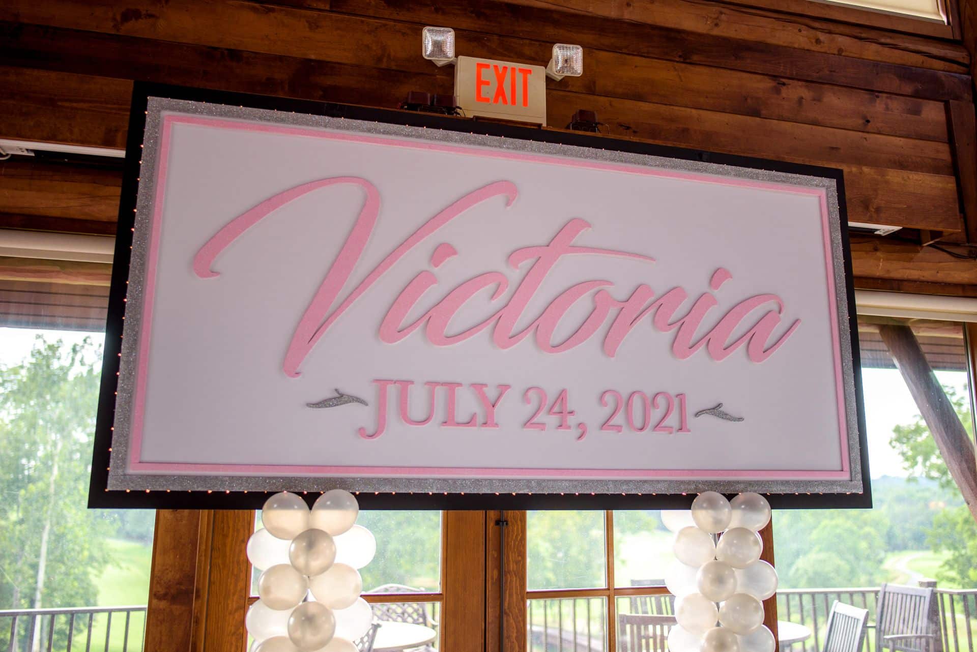 Custom LED Backdrop with Name and Date for Sweet Sixteen Party Decor