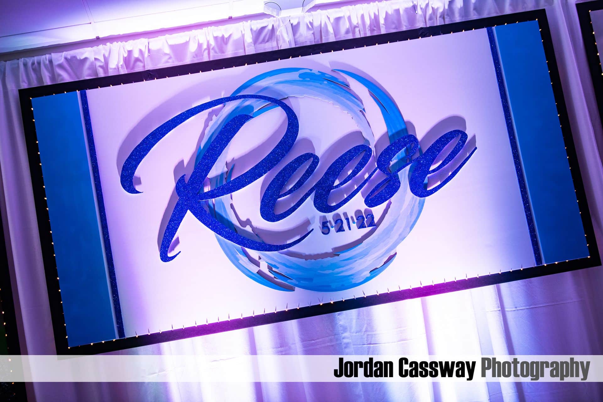 Custom Logo Backdrop for Swim Themed Bat Mitzvah