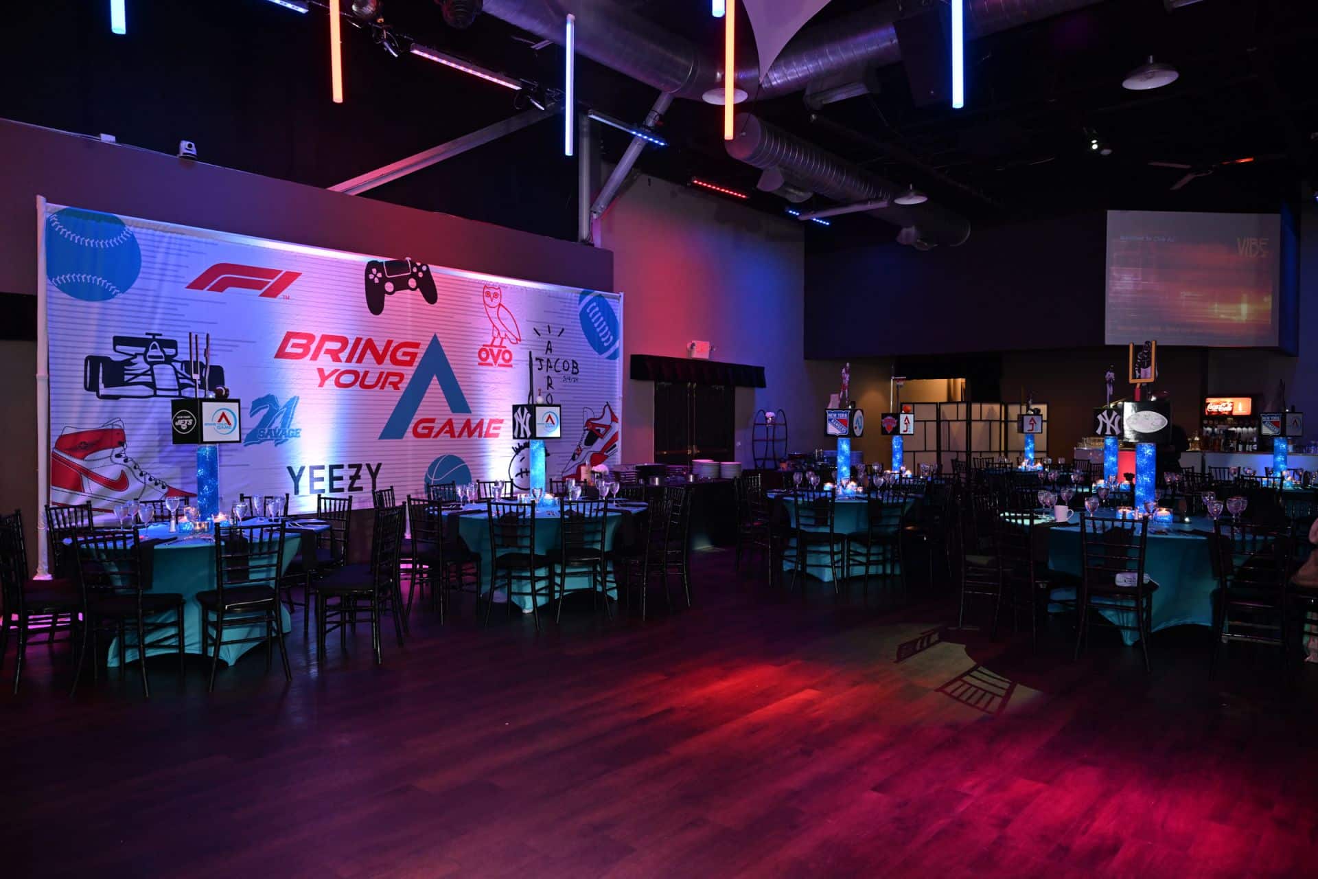 Custom Mural Backdrop for Bar Mitzvah at Vibe