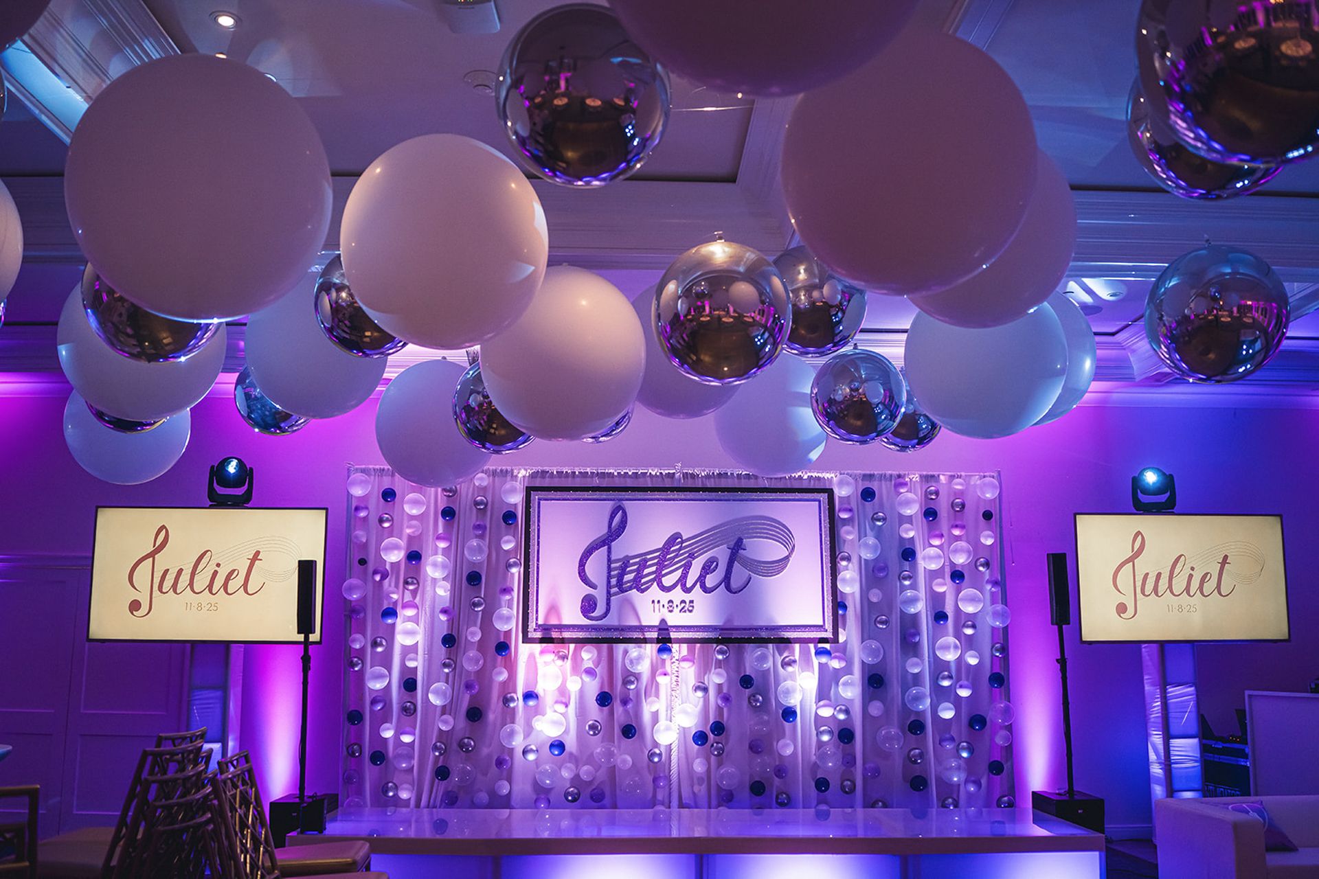 Custom LED Bubble Wall with Logo Backdrop for Bat Mitzvah at Covleigh Club