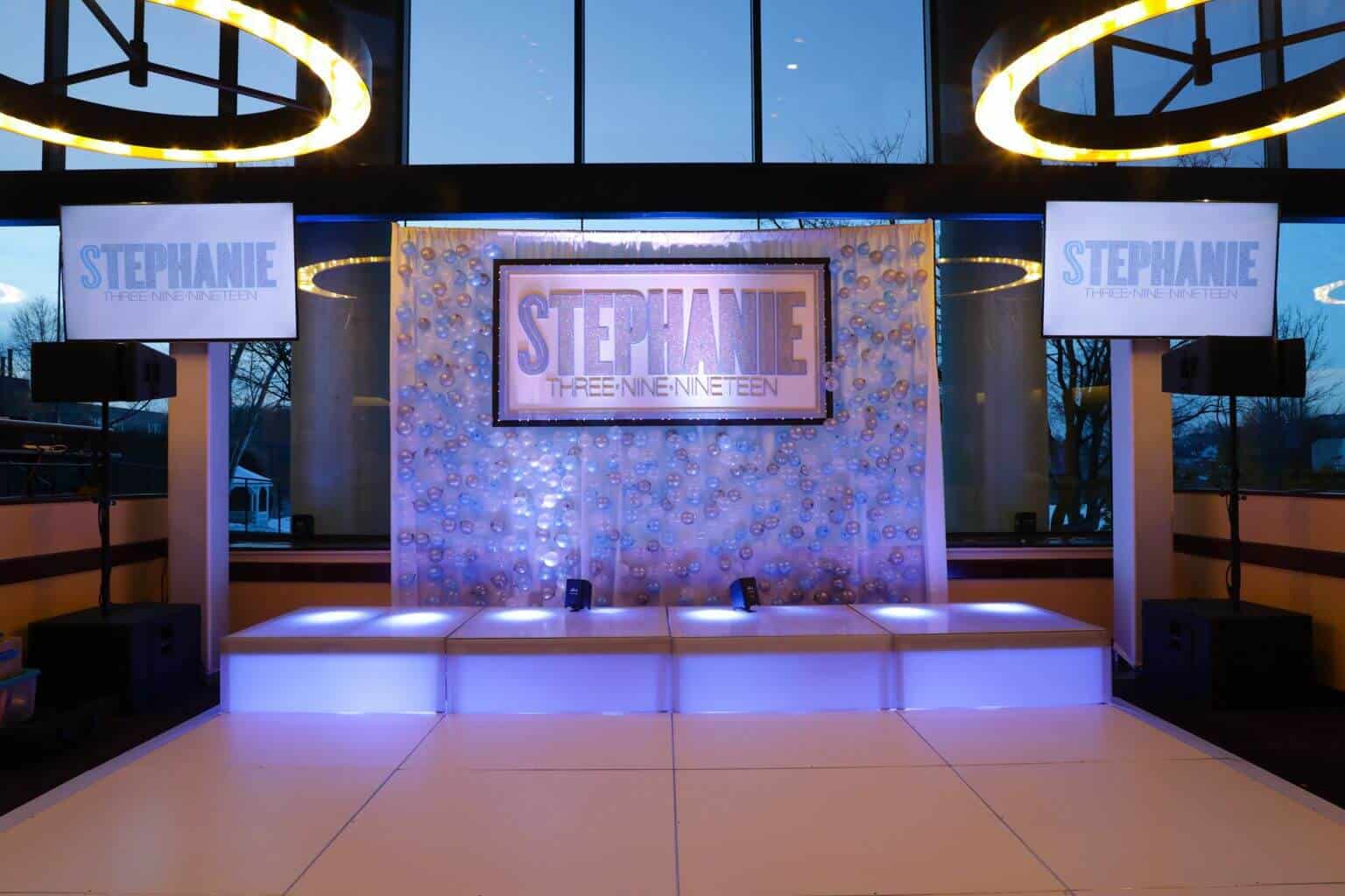 Custom Bat Mitzvah Backdrop with LED Balloon Bubble Wall