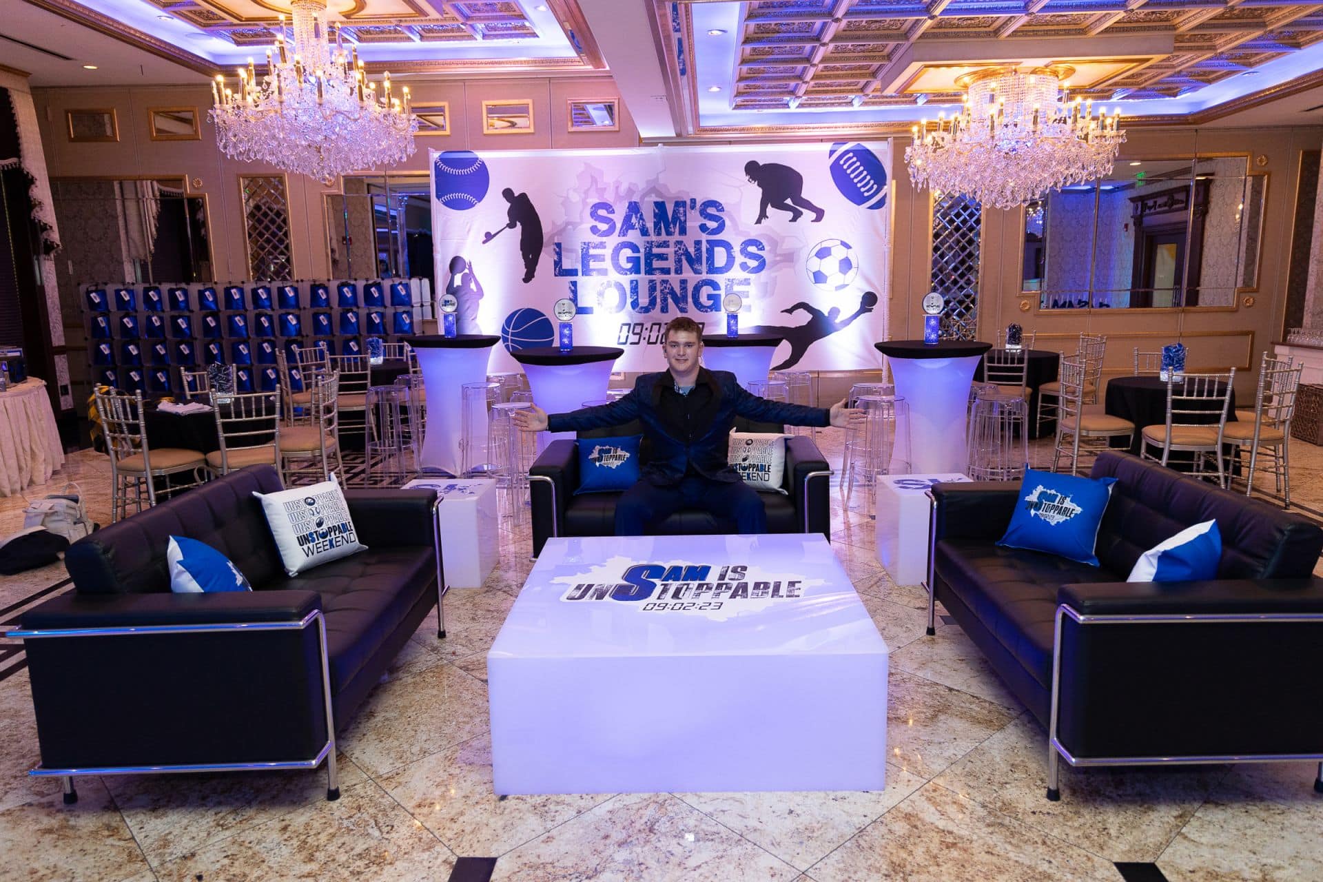 Custom Sports Themed Mural and Lounge Setup at Seasons, Washington Township