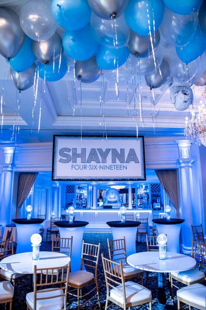 Custom Bat Mitzvah Backdrop with Glitter and Lights