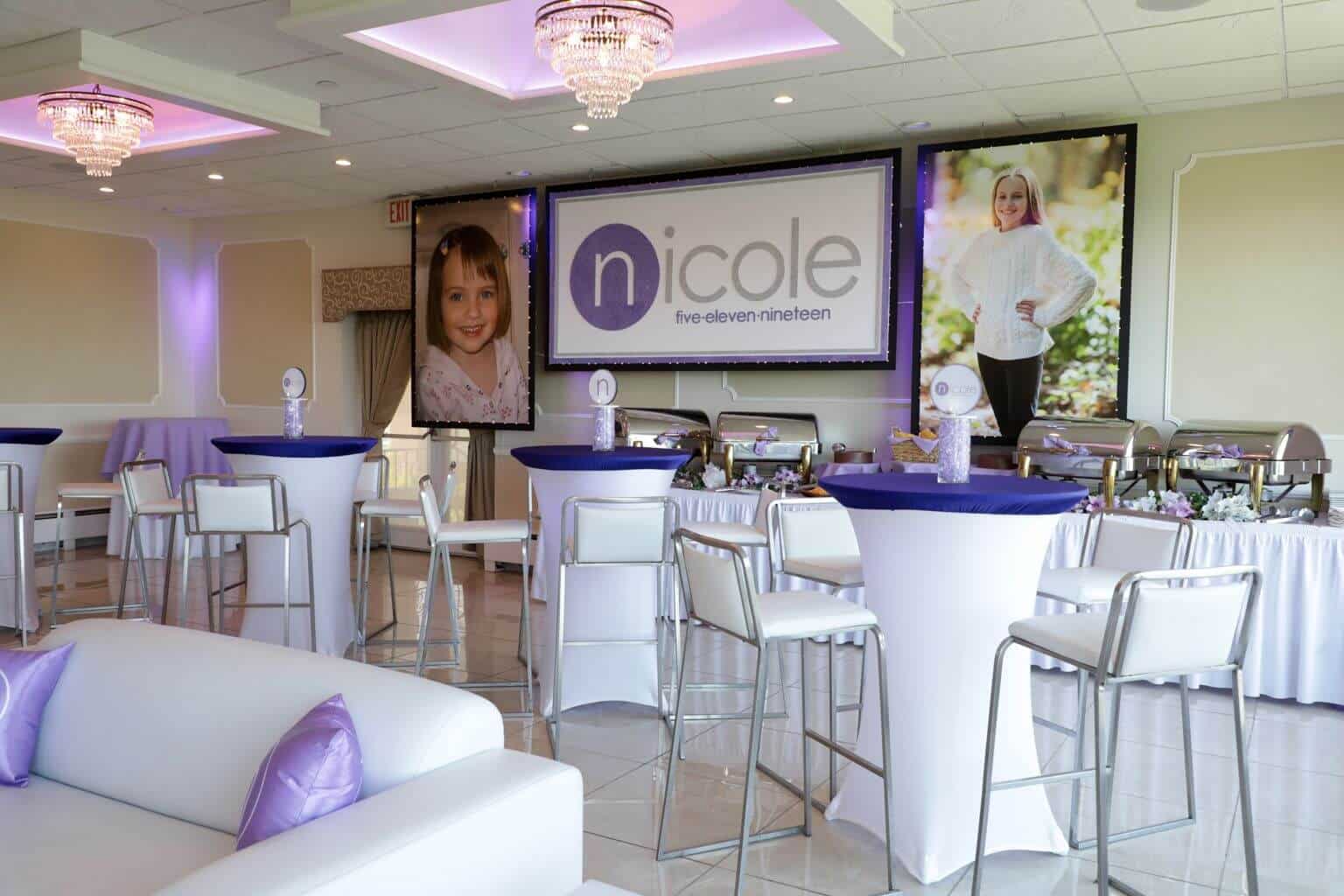 Bat Mitzvah Backdrop with Custom Logo and Blowup Photos