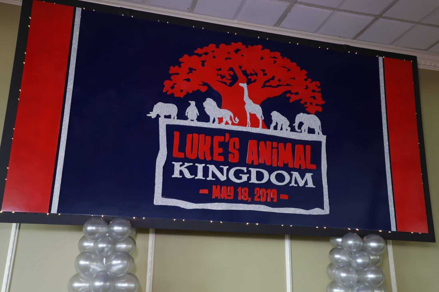Animal Themed Bar Mitzvah Backdrop with Custom Logo
