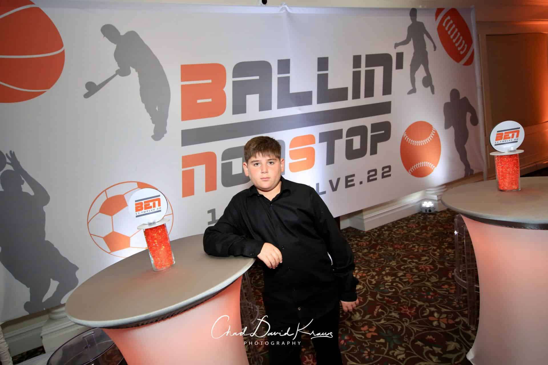 Sports Themed Logo Mural Behind Lounge