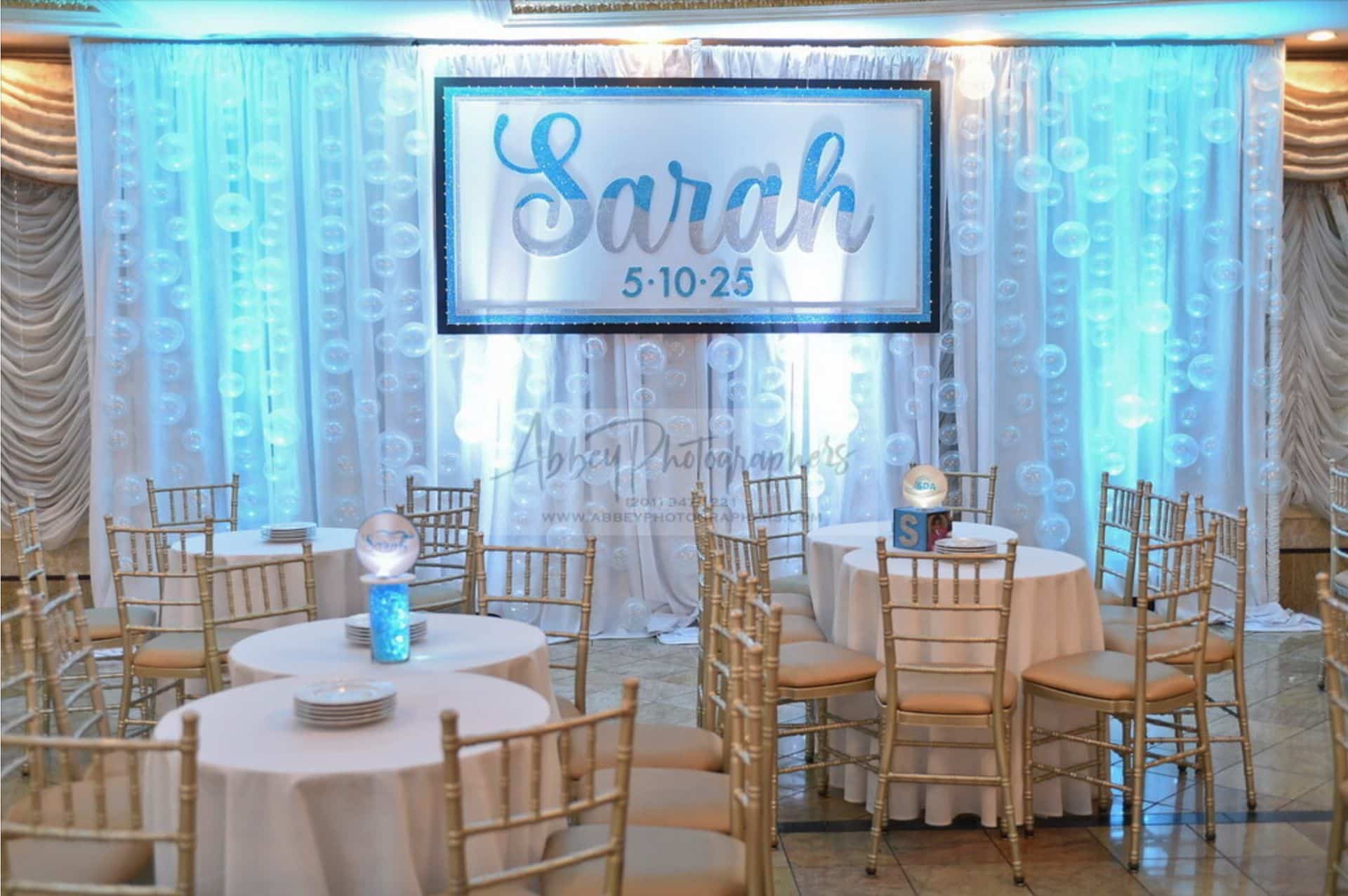 Swimming Theme Bubble Wall Backdrop for Bat Mitzvah