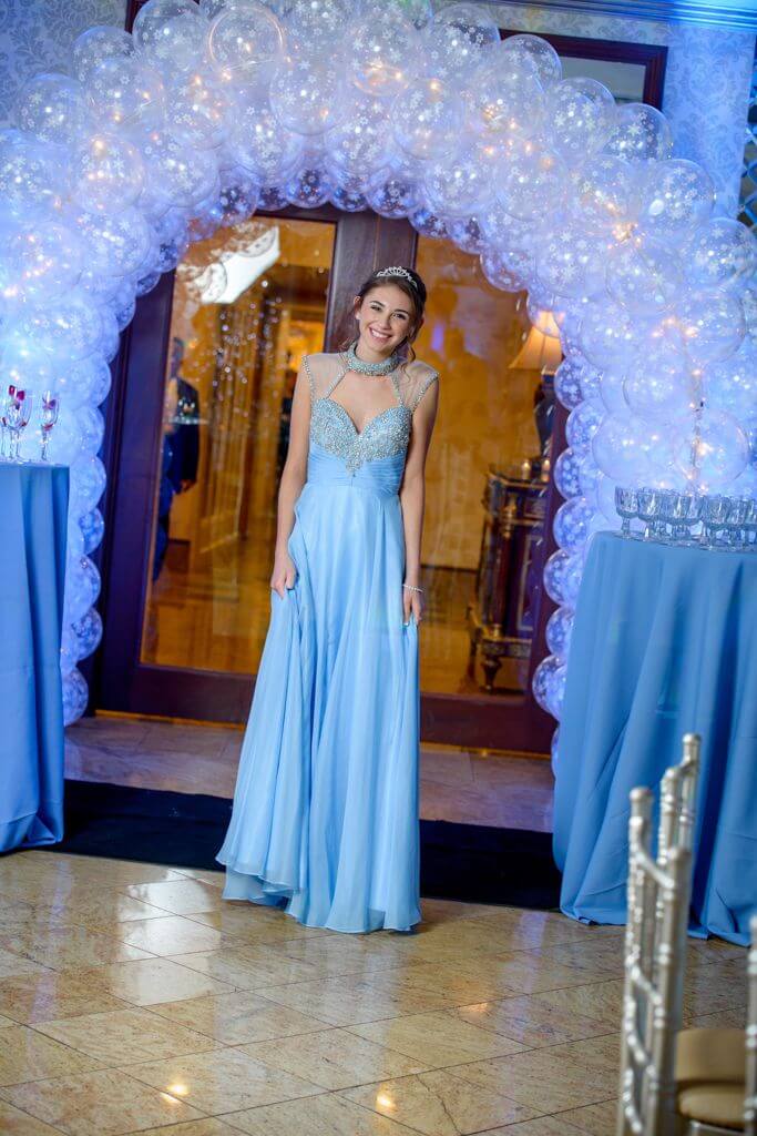 Winter Themed LED Balloon Tunnel with Clear Balloons and Snowflakes