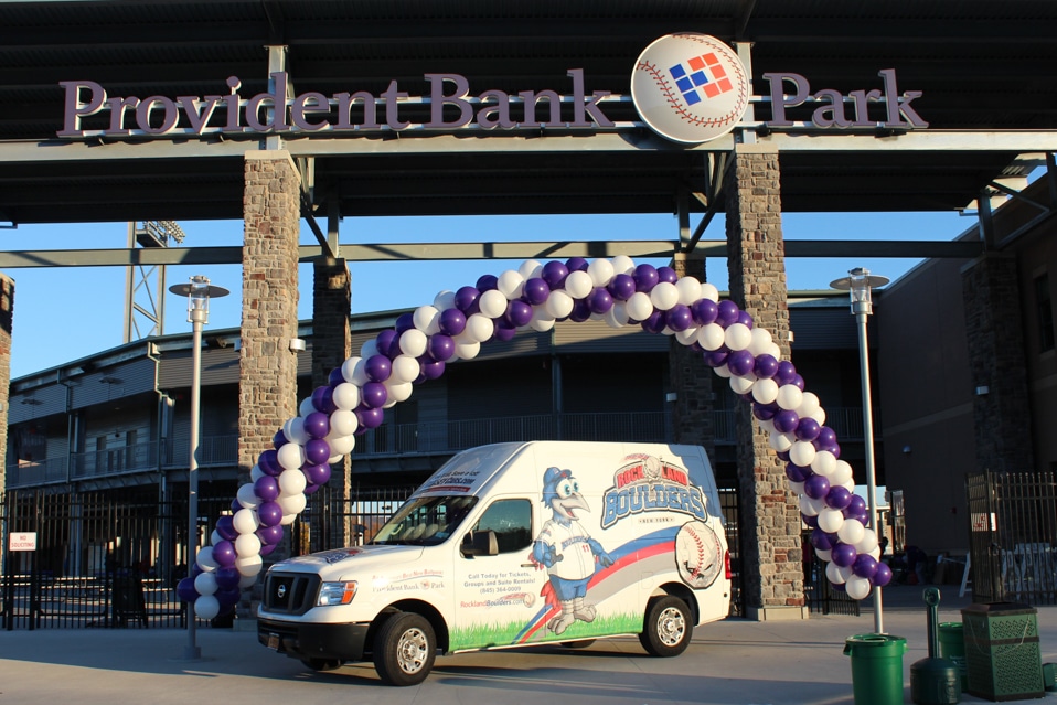 Purple & White Outdoor Cluster Swirl Arch