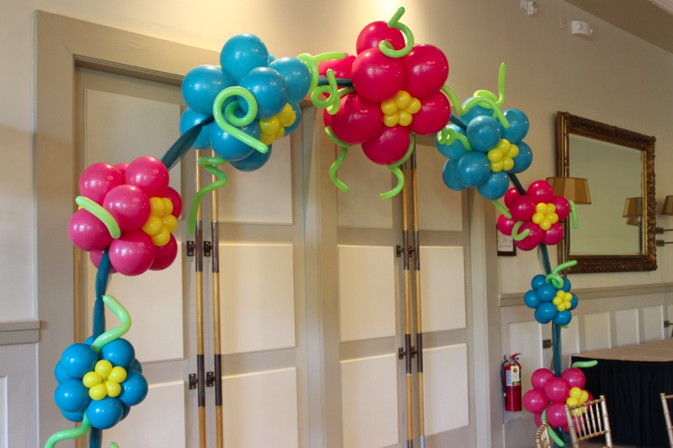 Flower Balloon Arch over Entrance