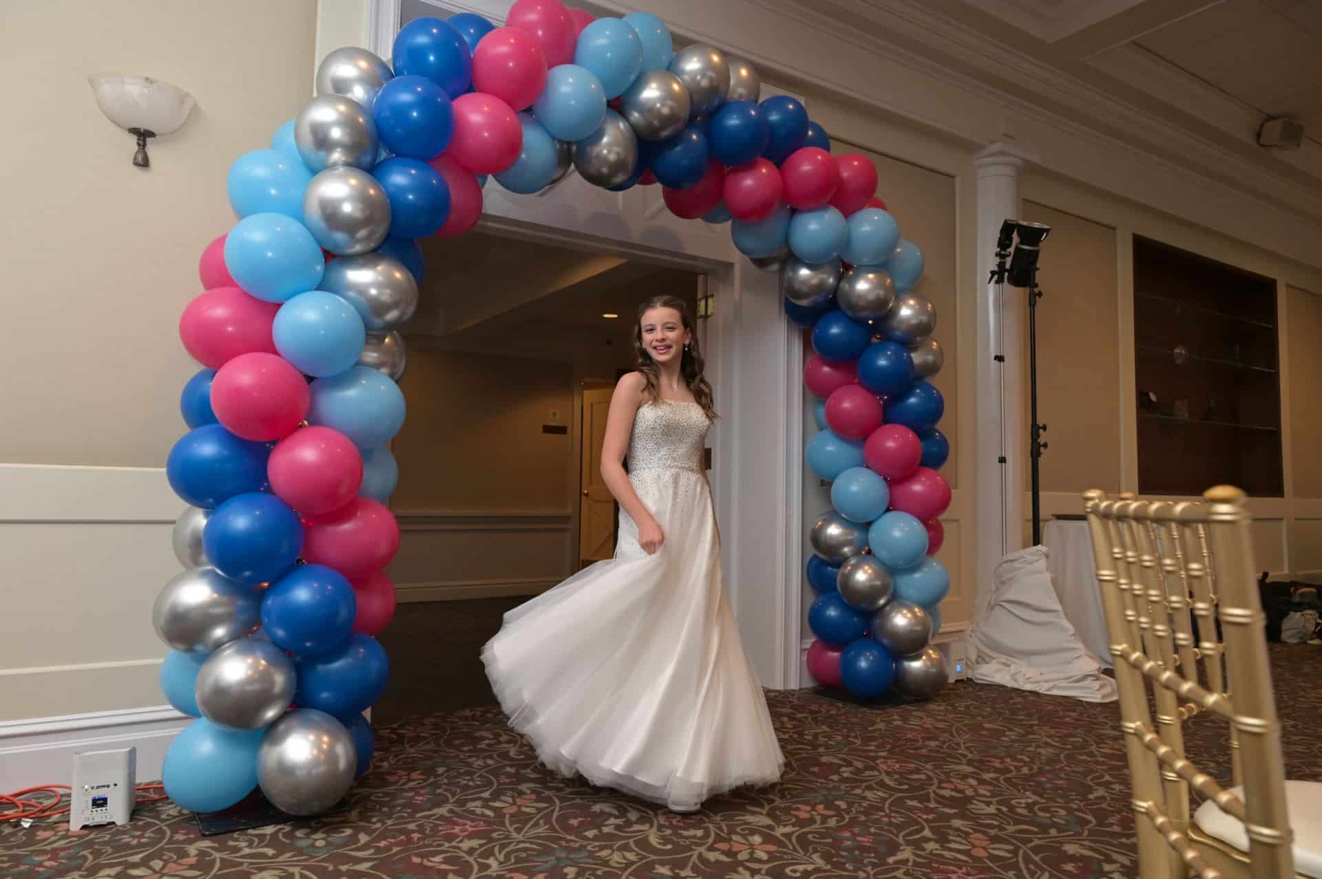 Custom Balloon Arch for Bat Mitzvah at Hampshire Country Club