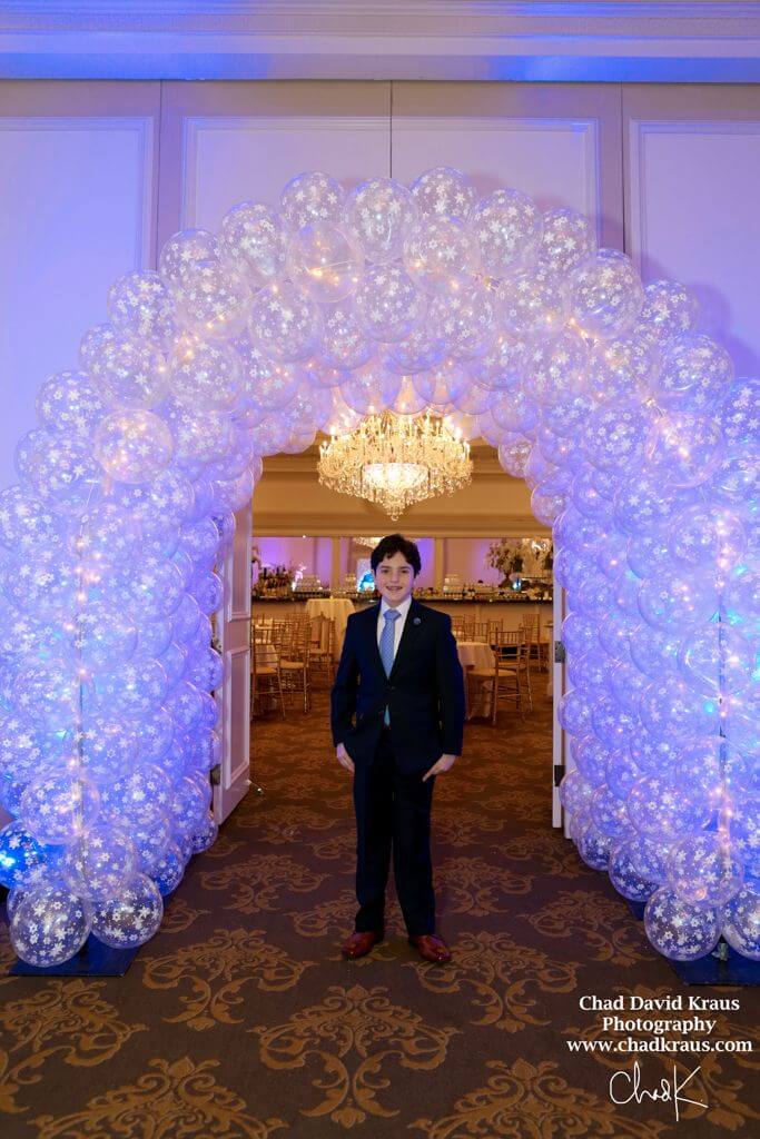 Winter Tunnel for Ski Themed Bar Mitzvah with LED Lighting