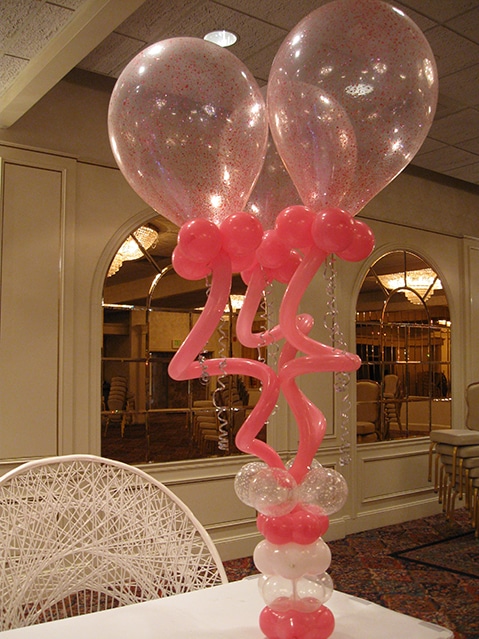 Set of 3 Pink Sparkle Balloons Centerpiece
