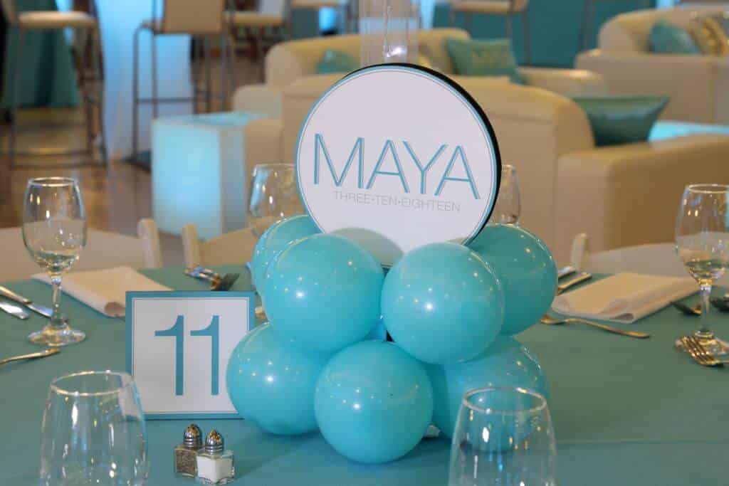Turquoise Balloon Centerpiece Base with Custom Logo