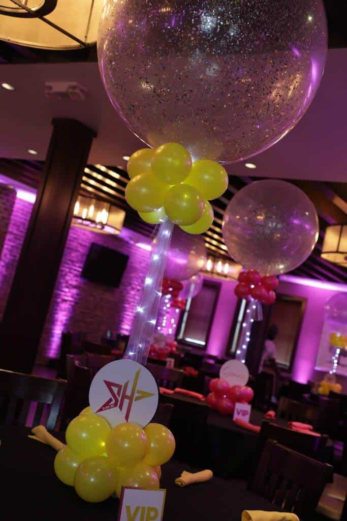 LED Sparkle Balloon Centerpiece with Custom Logo in Base