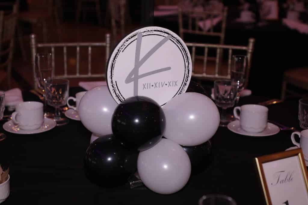 Black and White Balloon Base with Custom Logo Cutout